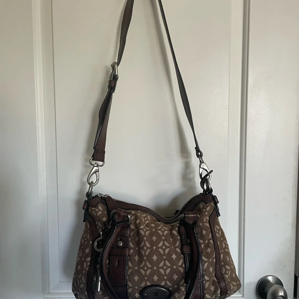 Vintage Fossil Maddox Canvas Leather Doctor's Bag
